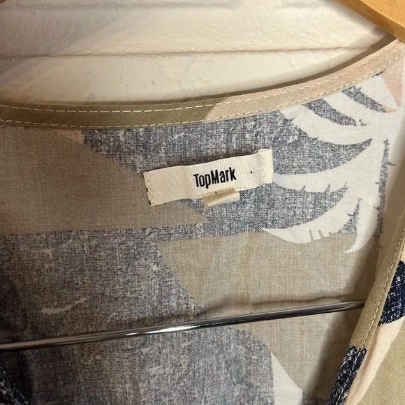 Topmart Neutral Palm Tree Puffed Sleeve Button Down Dress, Women’s Size Large - Picture 8 of 8